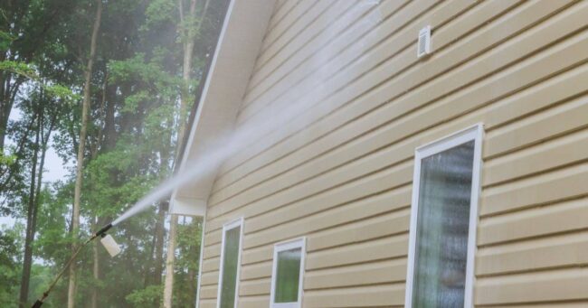 Power washing side of house