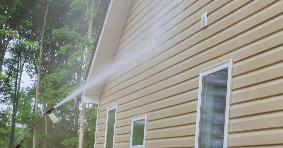 Power washing side of house